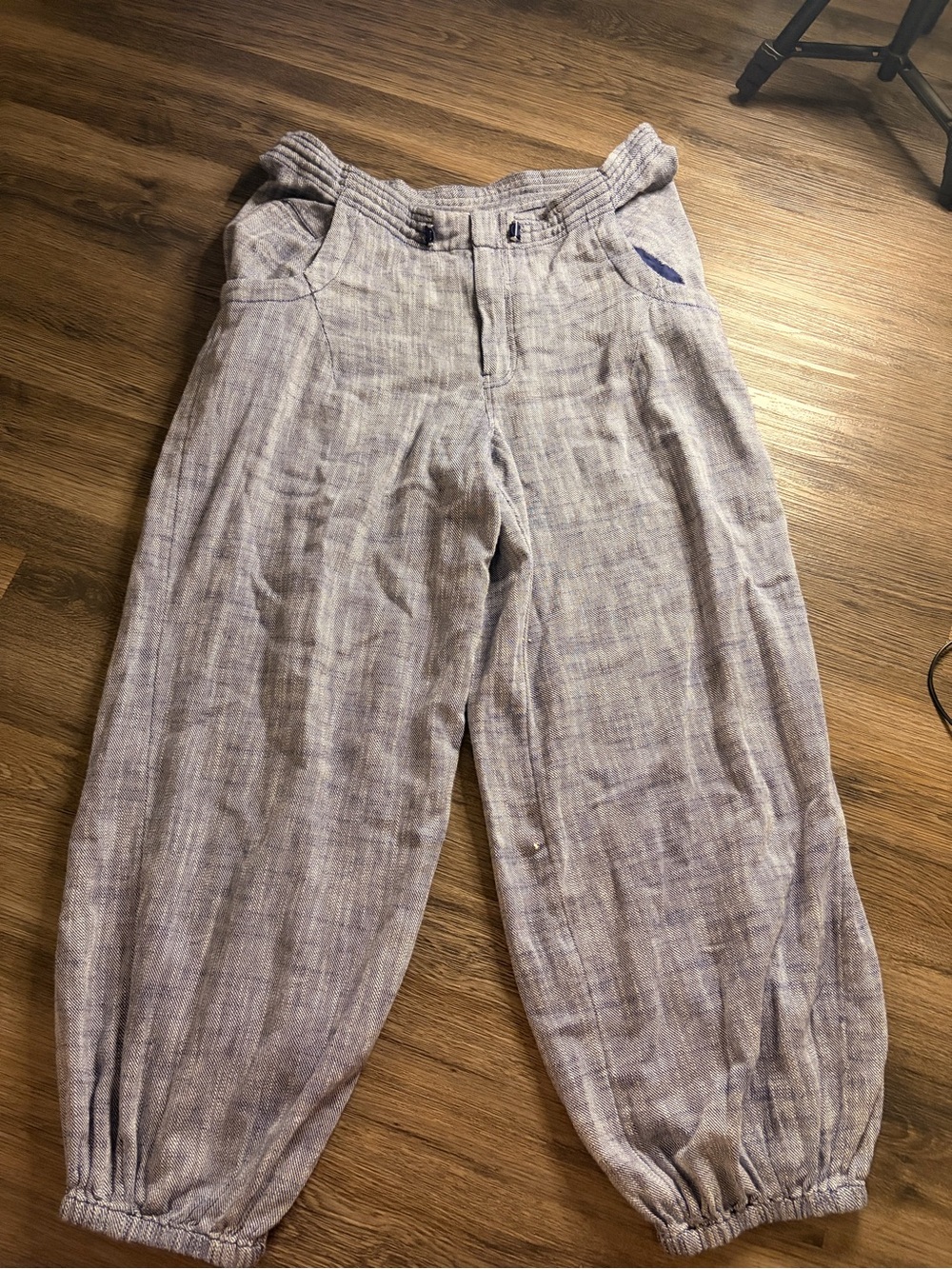 Anthropologie Wide-Leg Drawstring Hem Pants in Heathered Gray - Picture 7 of 13